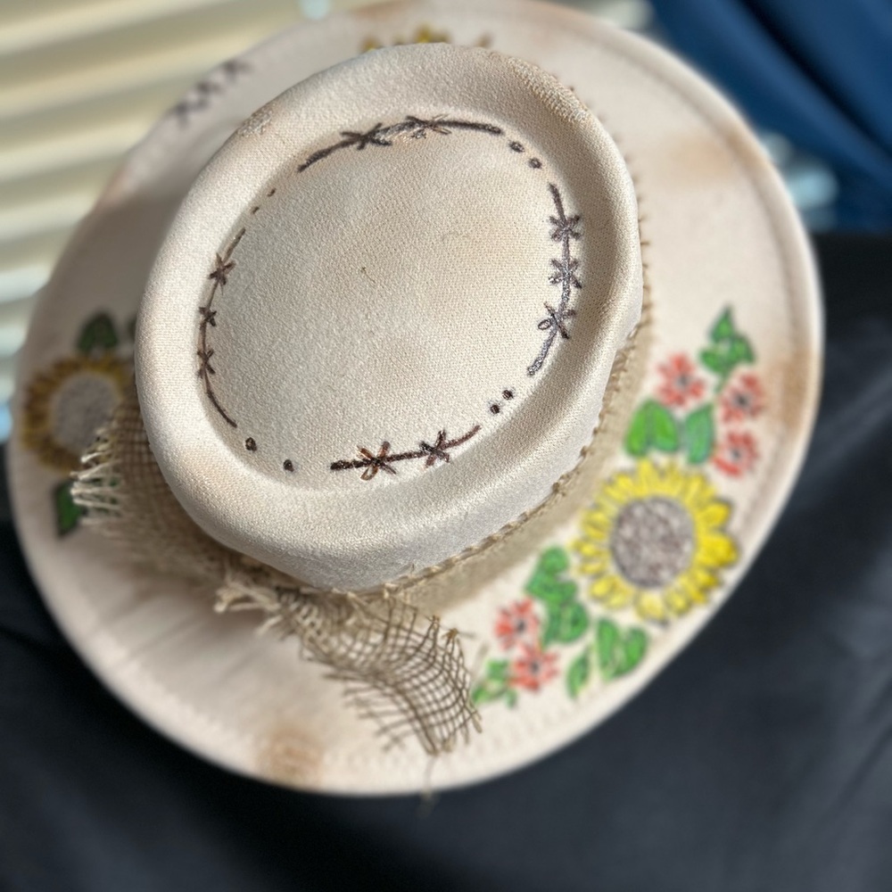 Hand painted Tan hat
